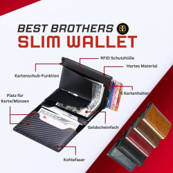 Slim Wallet, Geldbörse Herren, Portmonee Herren, Kartenetuie