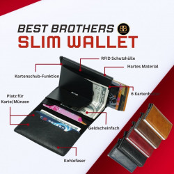 Slim Wallet, Geldbörse Herren, Portmonee Herren, Kartenetuie
